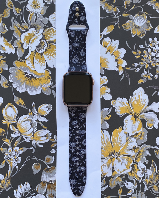 Black Daisies Watch Band For Apple Watch