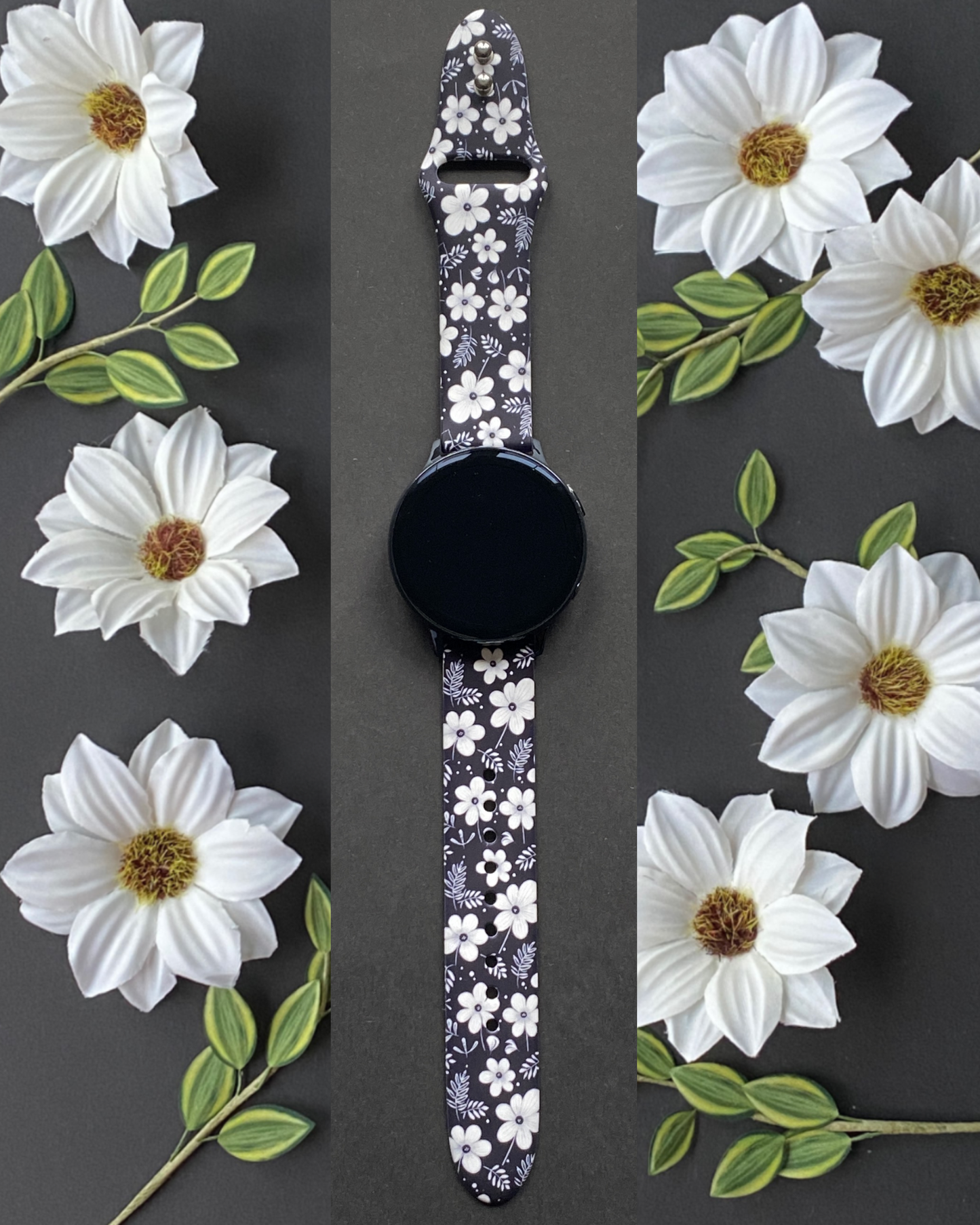 Black Floral Samsung Galaxy Watch Band