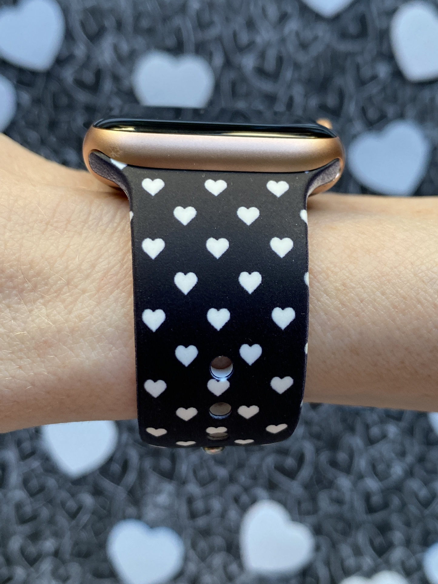 Valentine Hearts Black Watch Band For Apple Watch