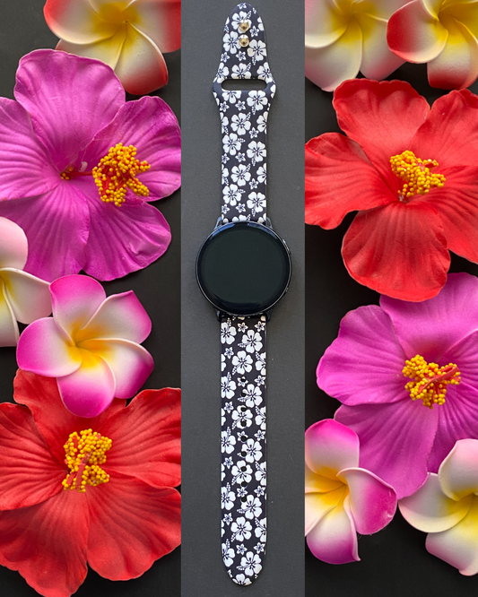 Black Hibiscus Samsung Galaxy Watch Band