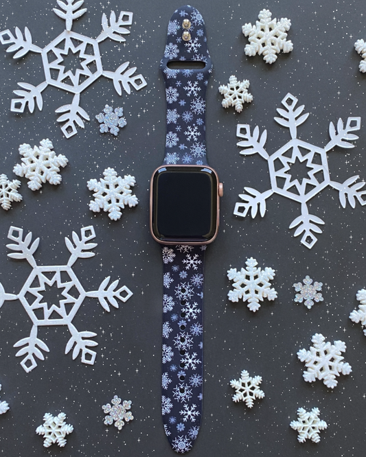 Snowflakes Black/White Watch Band For Apple Watch