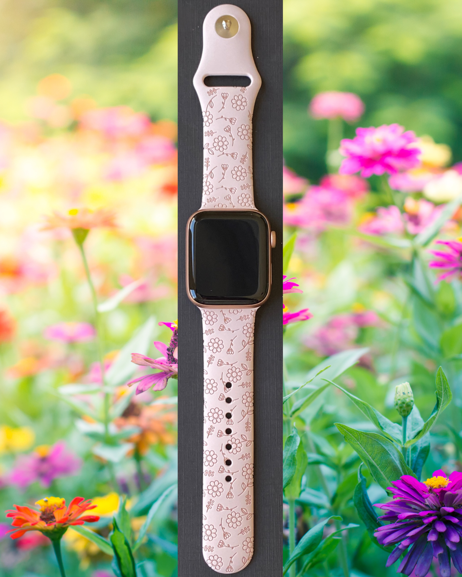 Whatch Spring Blooming Spring Apple Watch Silicone Engraved Band – Lux Bands Shop