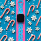 Blue Christmas Candy Canes Watch Band For Apple Watch