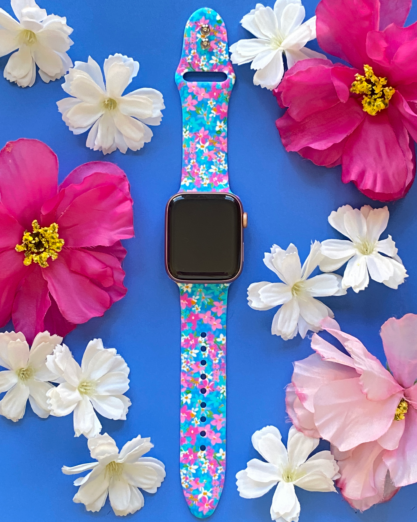 Blue Floral Watch Band For Apple Watch