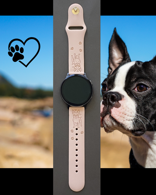 Cute Boston Terrier 20mm Samsung Galaxy Watch Band