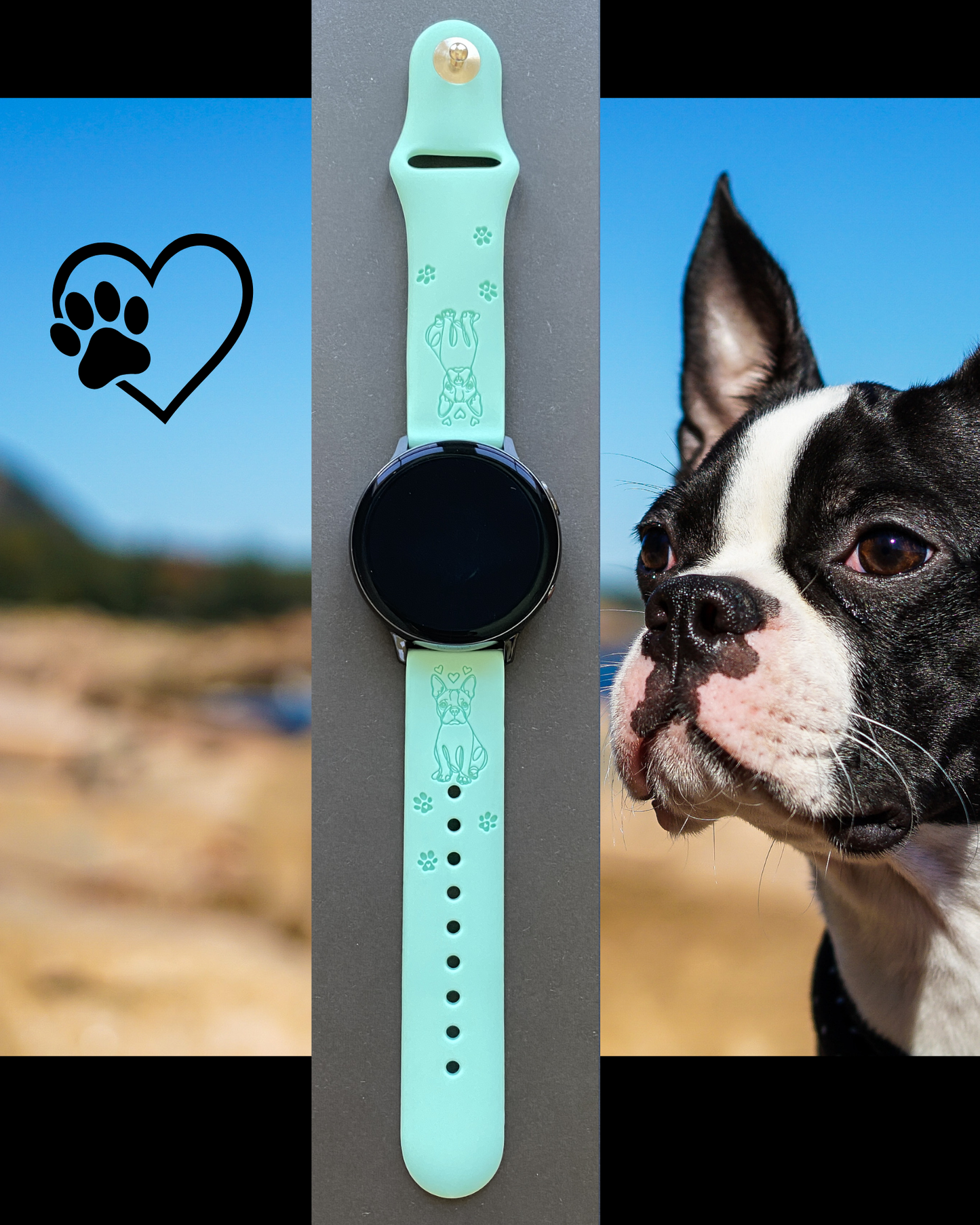 Cute Boston Terrier 20mm Samsung Galaxy Watch Band