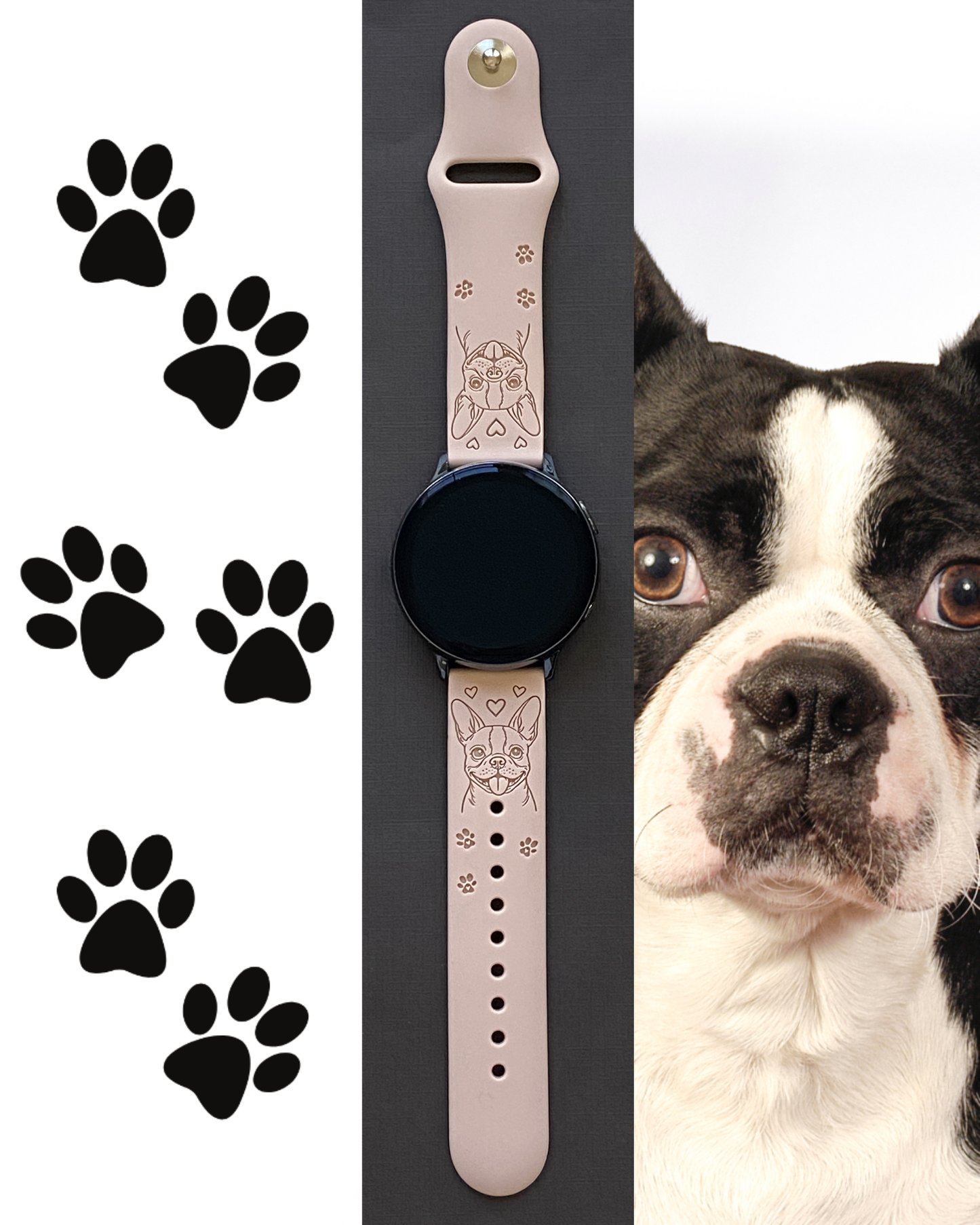 Happy Boston Terrier 20mm Samsung Galaxy Watch Band
