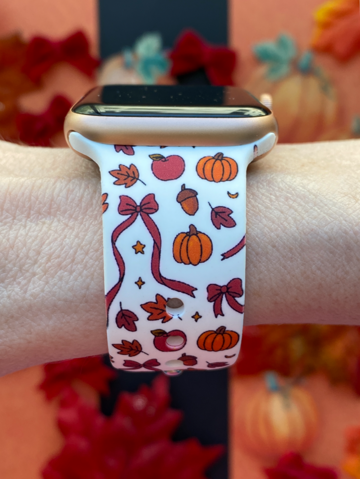 Pumpkin Bows and Acorns Watch Band For Apple Watch