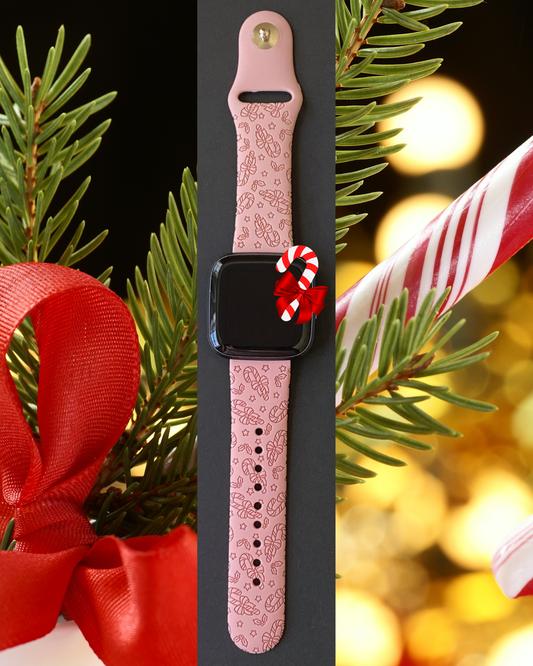 Candy Cane Bows Fitbit Versa 1/2 Watch Band