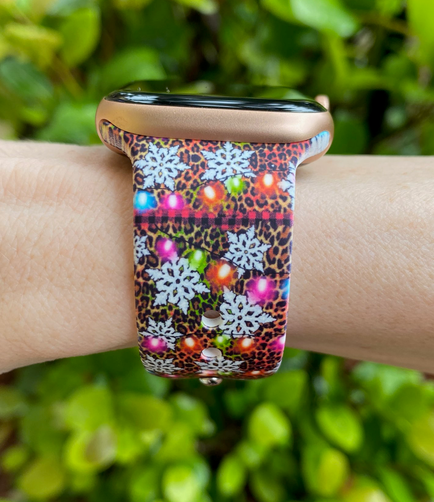 Christmas Lights Leopard Apple Watch Band