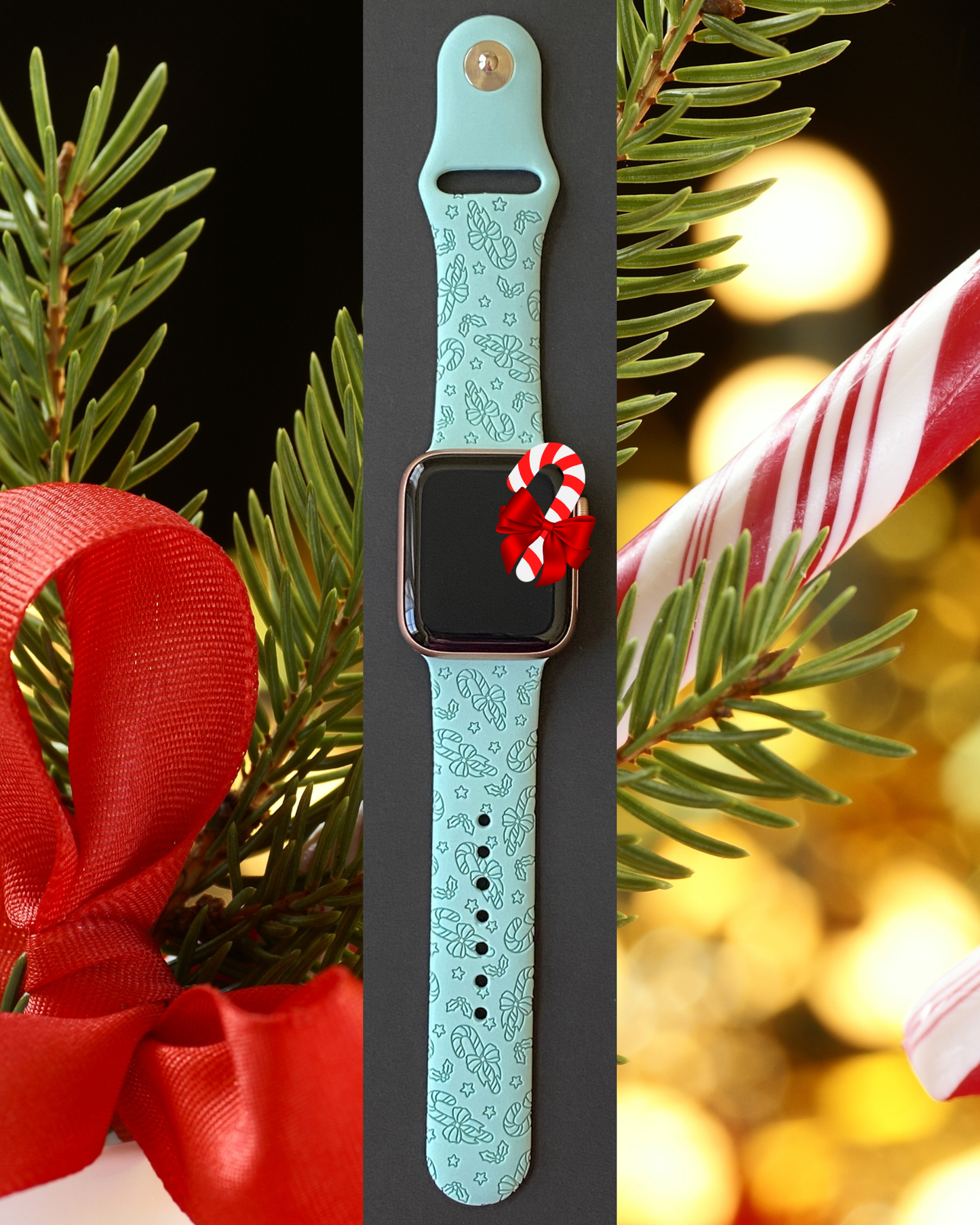 Candy Cane Bows Apple Watch Band