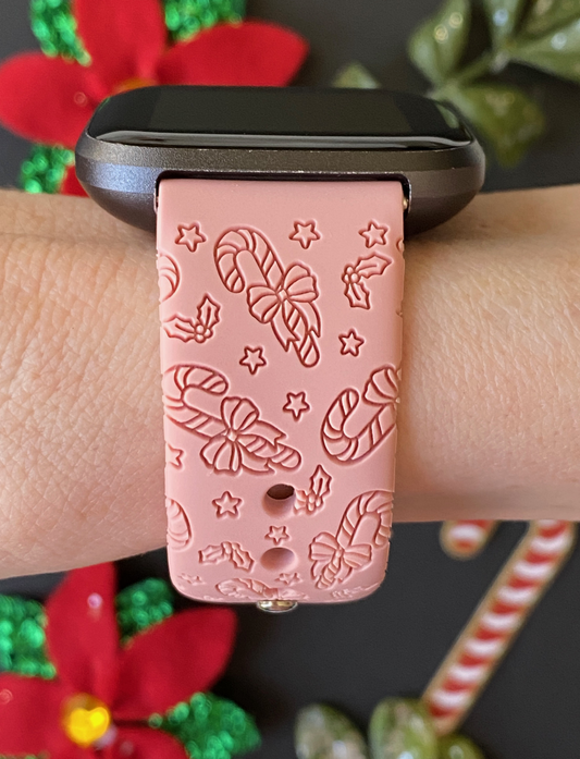 Candy Cane Bows Fitbit Versa 1/2 Watch Band