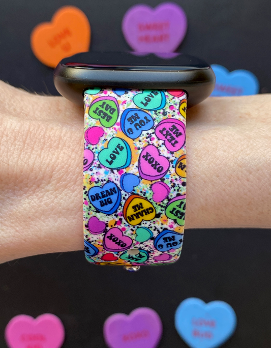 Candy Hearts Splatter Fitbit Versa 3/Versa 4/Sense/Sense 2 Watch Band