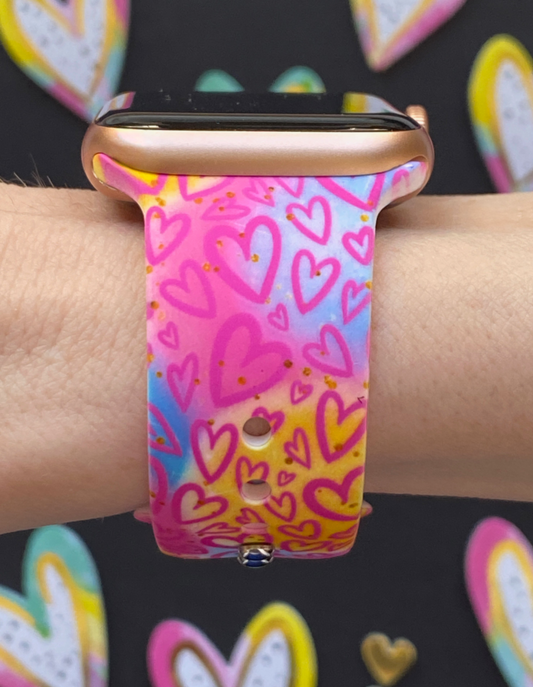 Colorful Valentine Hearts Watch Band For Apple Watch