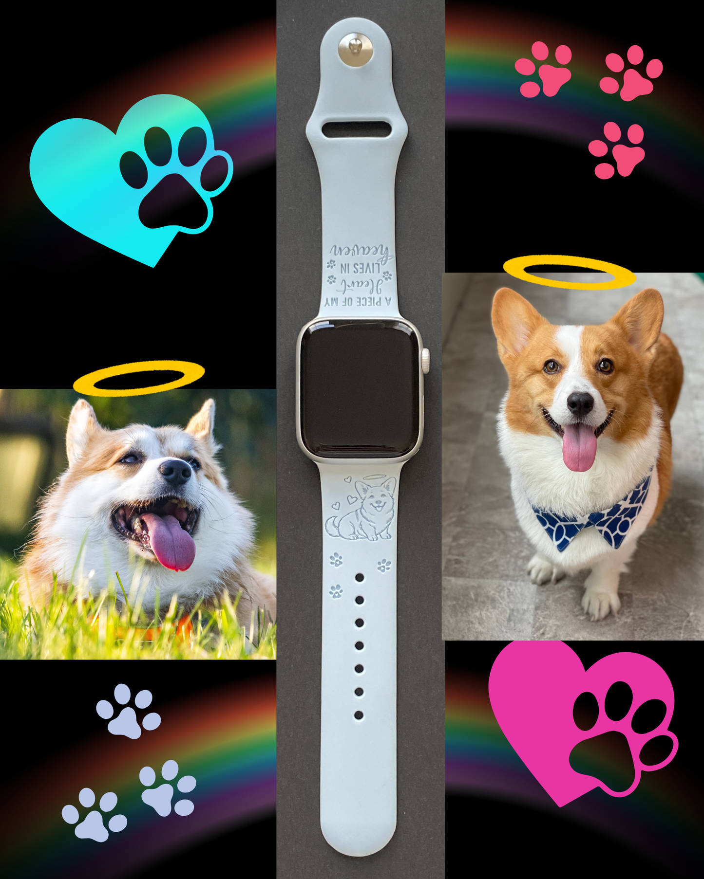 Corgi Rainbow Bridge Dog Watch Band For Apple Watch