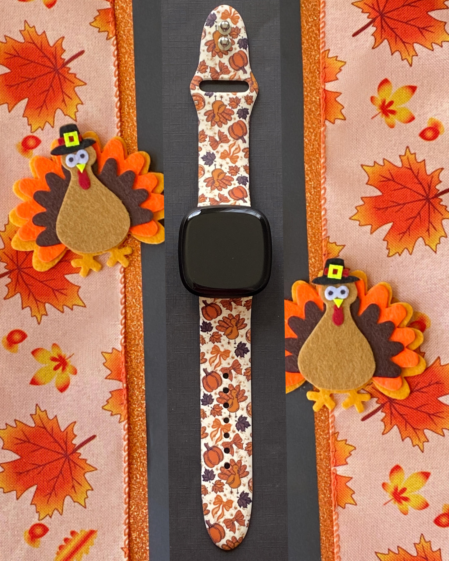 Cozy Turkey Bows Fitbit Versa 3/Versa 4/Sense/Sense 2 Watch Band