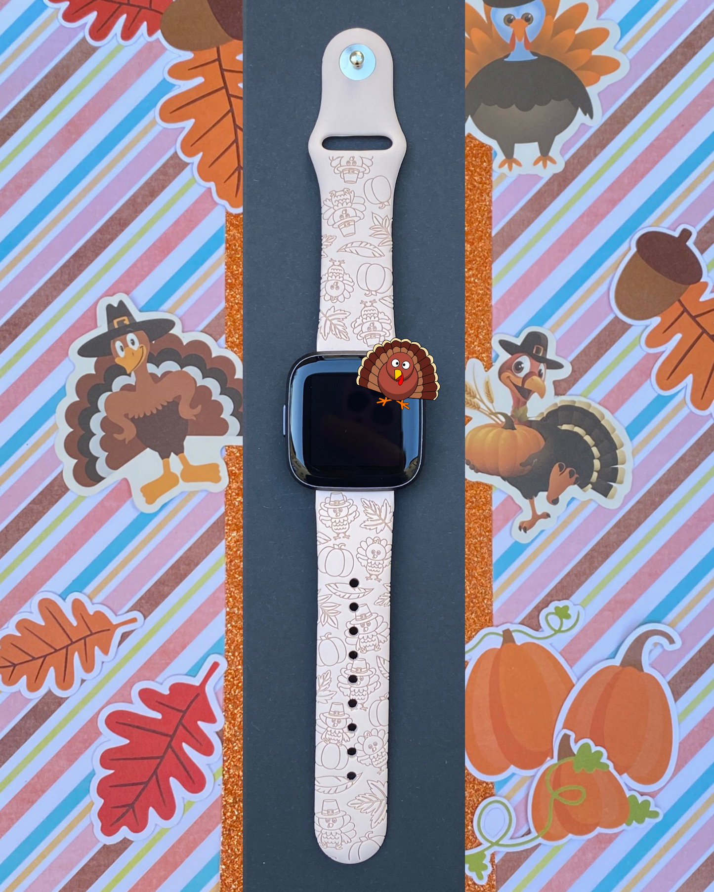 Cute Thanksgiving Turkey Fitbit Versa 1/2 Watch Band