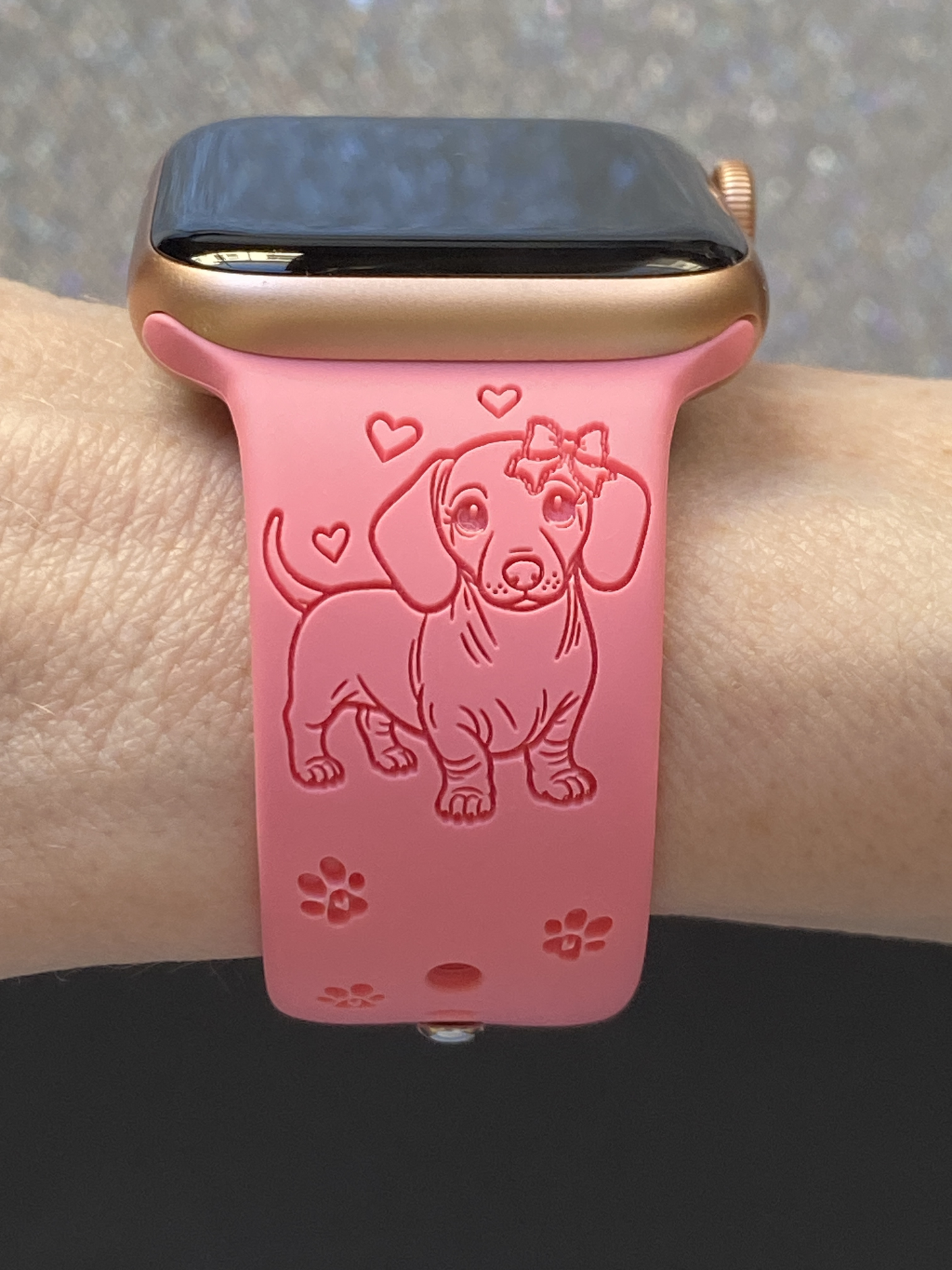 Cute Dachshund With Bow Watch Band For Apple Watch