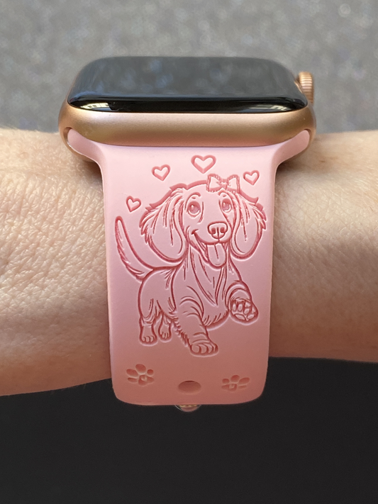 Happy Dachshund with Bow Dog Watch Band For Apple Watch