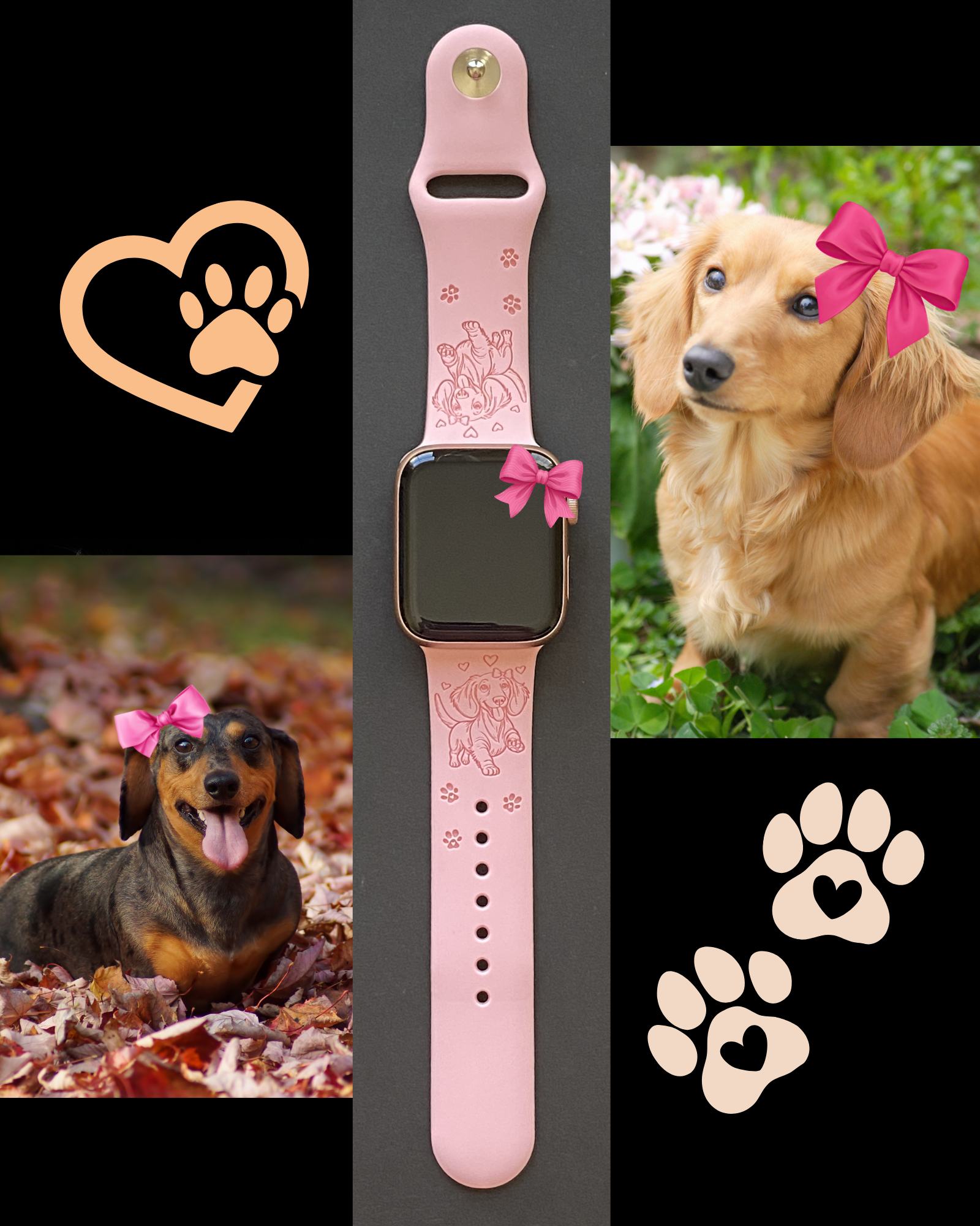 Happy Dachshund Dog Apple Watch Silicone Engraved Band – Lux Bands Shop