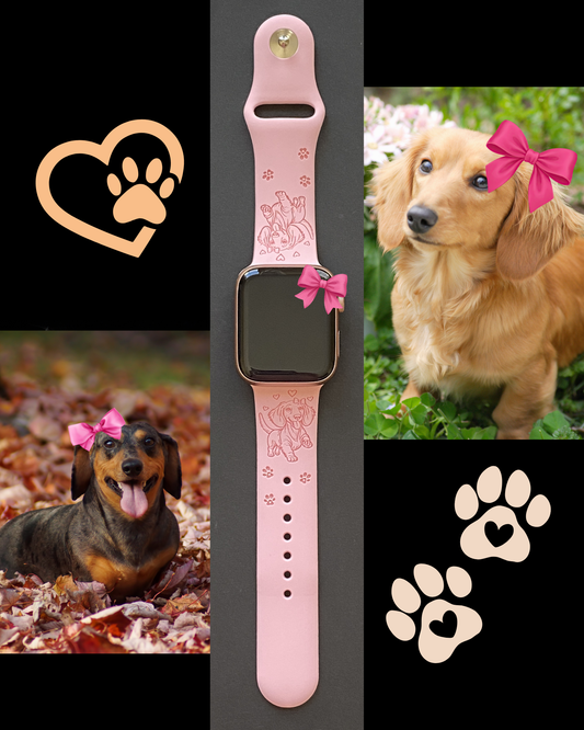 Happy Dachshund with Bow Dog Watch Band For Apple Watch