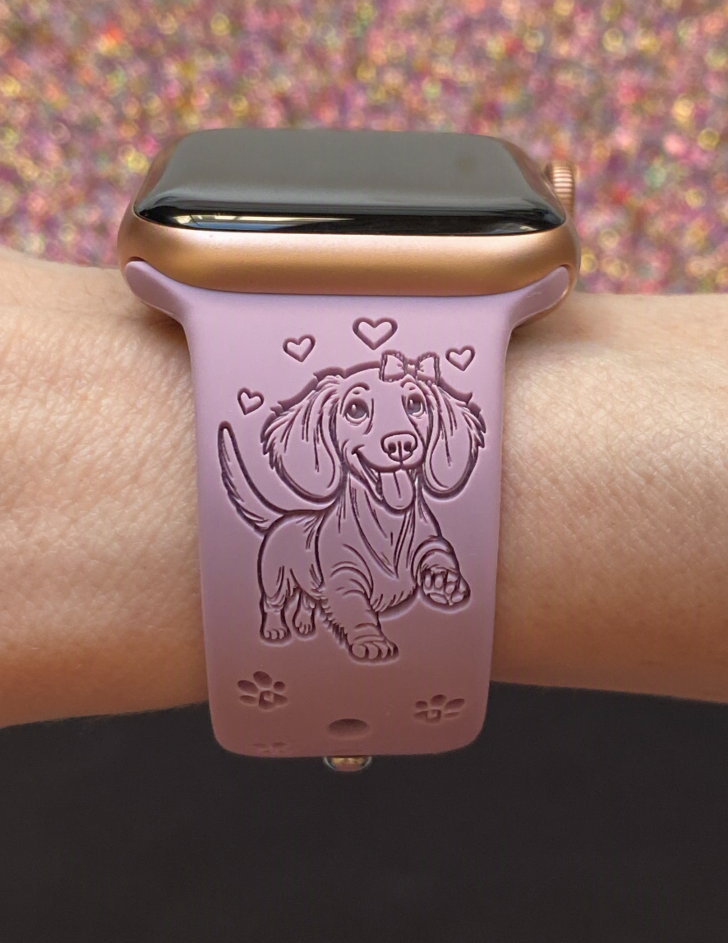 Happy Dachshund with Bow Dog Watch Band For Apple Watch