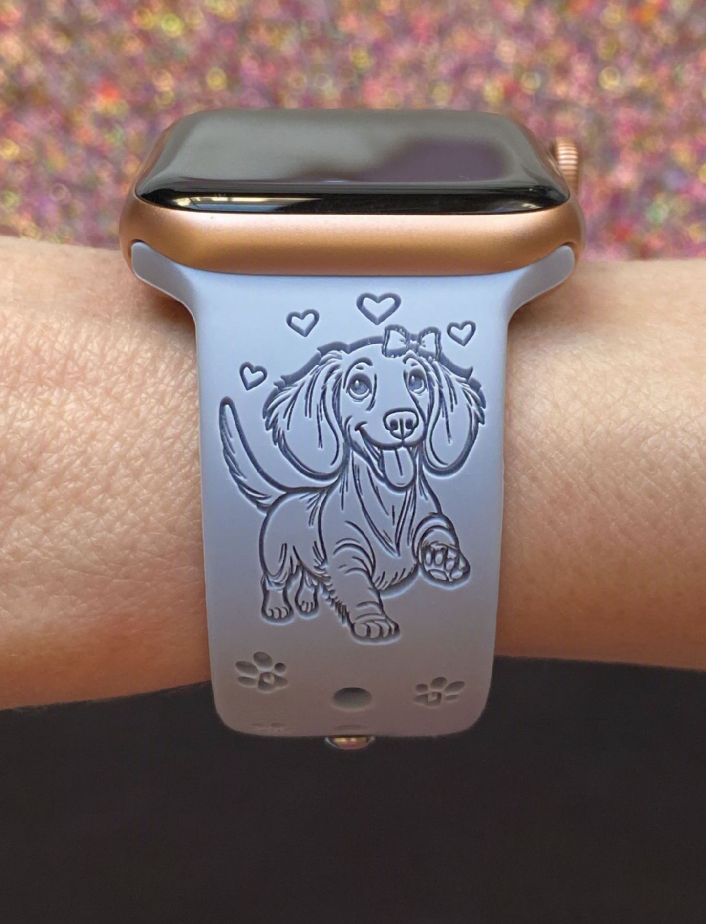 Happy Dachshund with Bow Dog Watch Band For Apple Watch