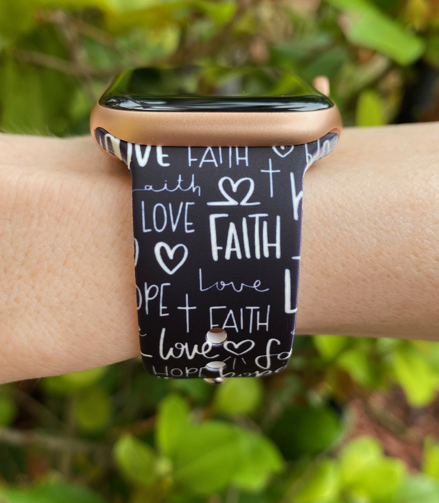Faith Love Hope Black Apple Watch Band
