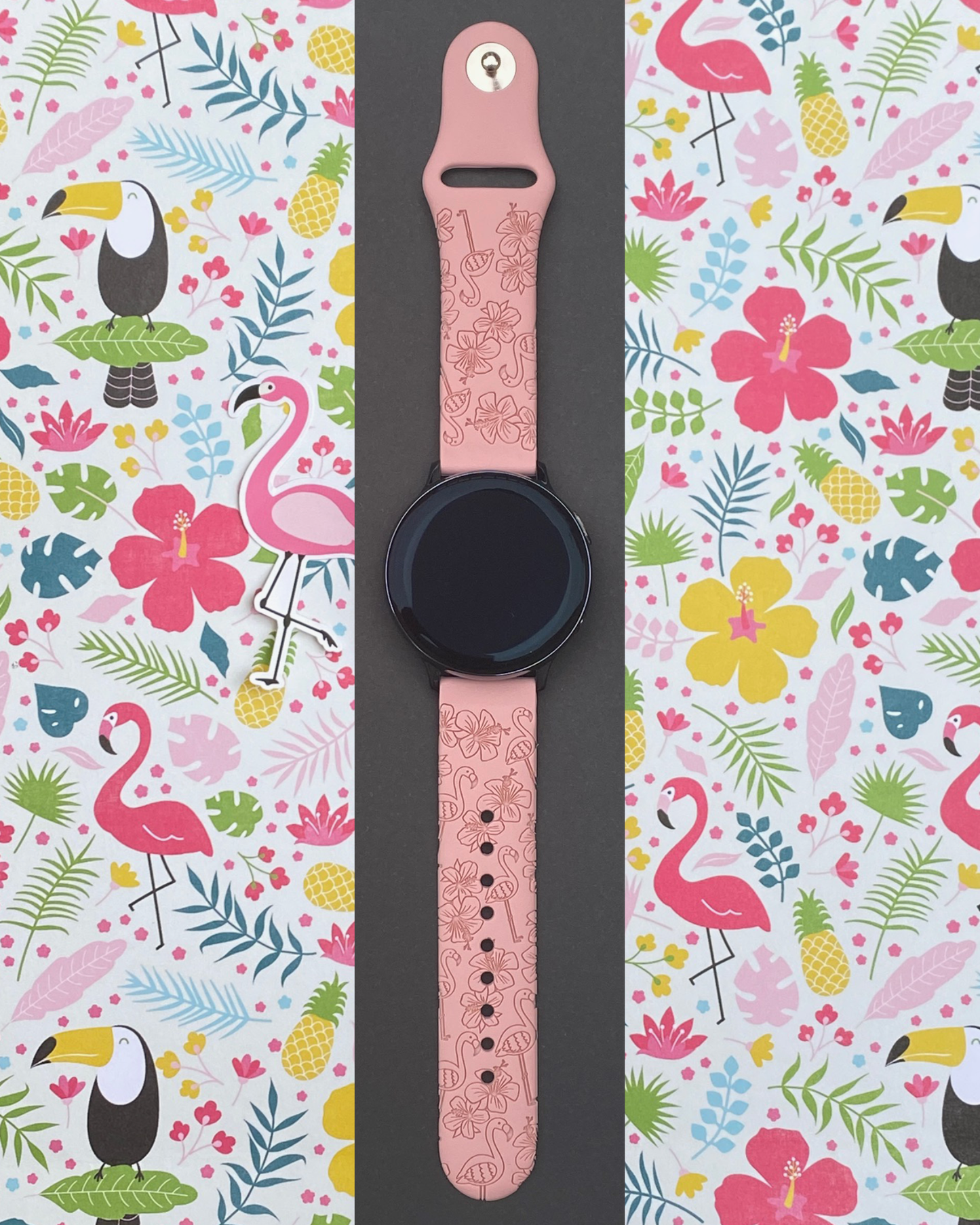 Hibiscus Flamingo 20mm Samsung Galaxy Watch Band