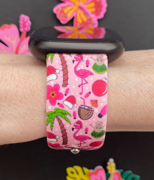 Christmas Flamingo Fitbit Versa 3/Versa 4/Sense/Sense 2 Watch Band