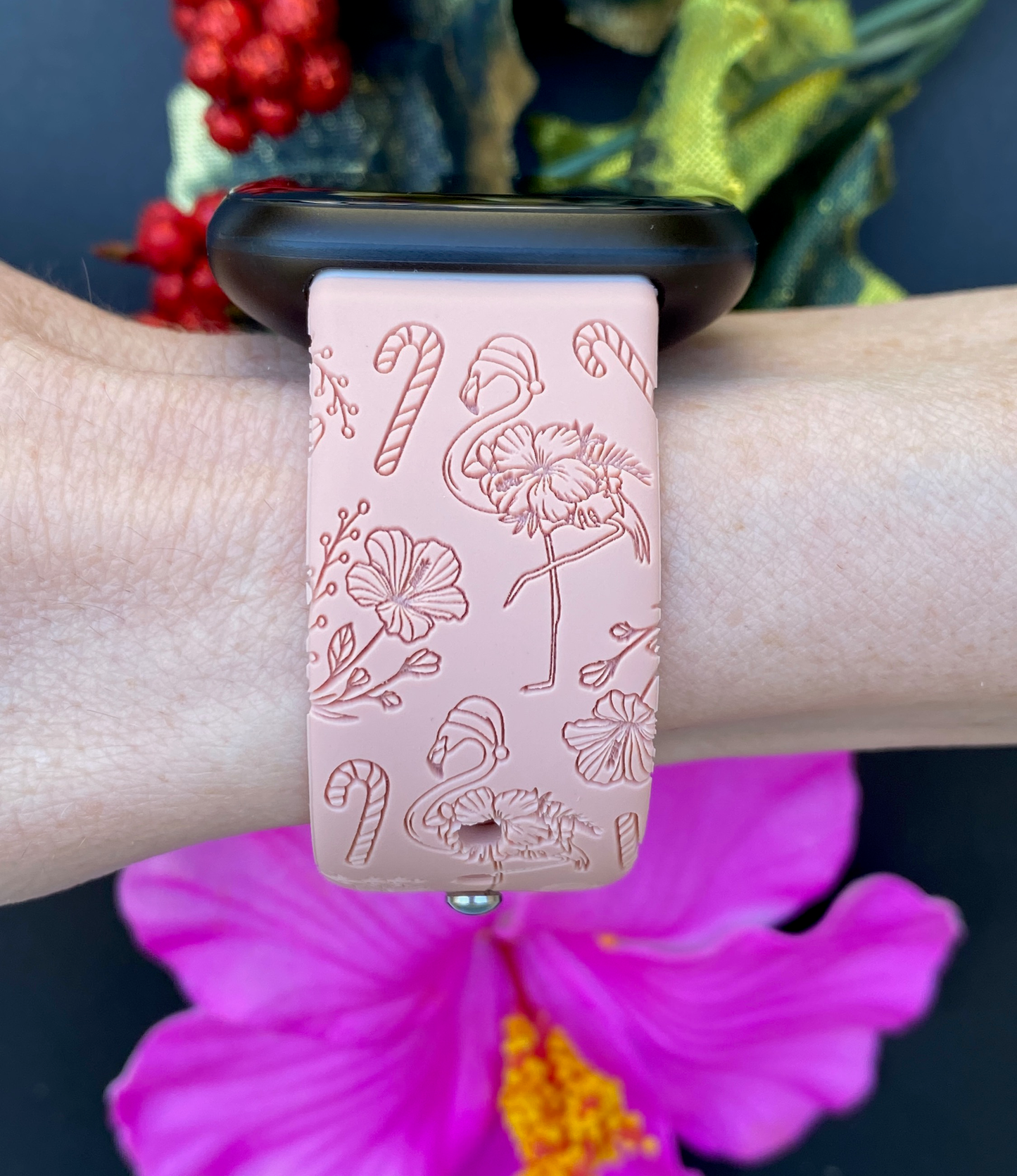 Christmas Flamingo Fitbit Versa 3/Versa 4/Sense/Sense 2 Watch Band