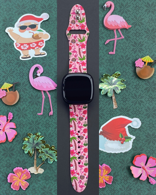Christmas Flamingo Fitbit Versa 3/Versa 4/Sense/Sense 2 Watch Band