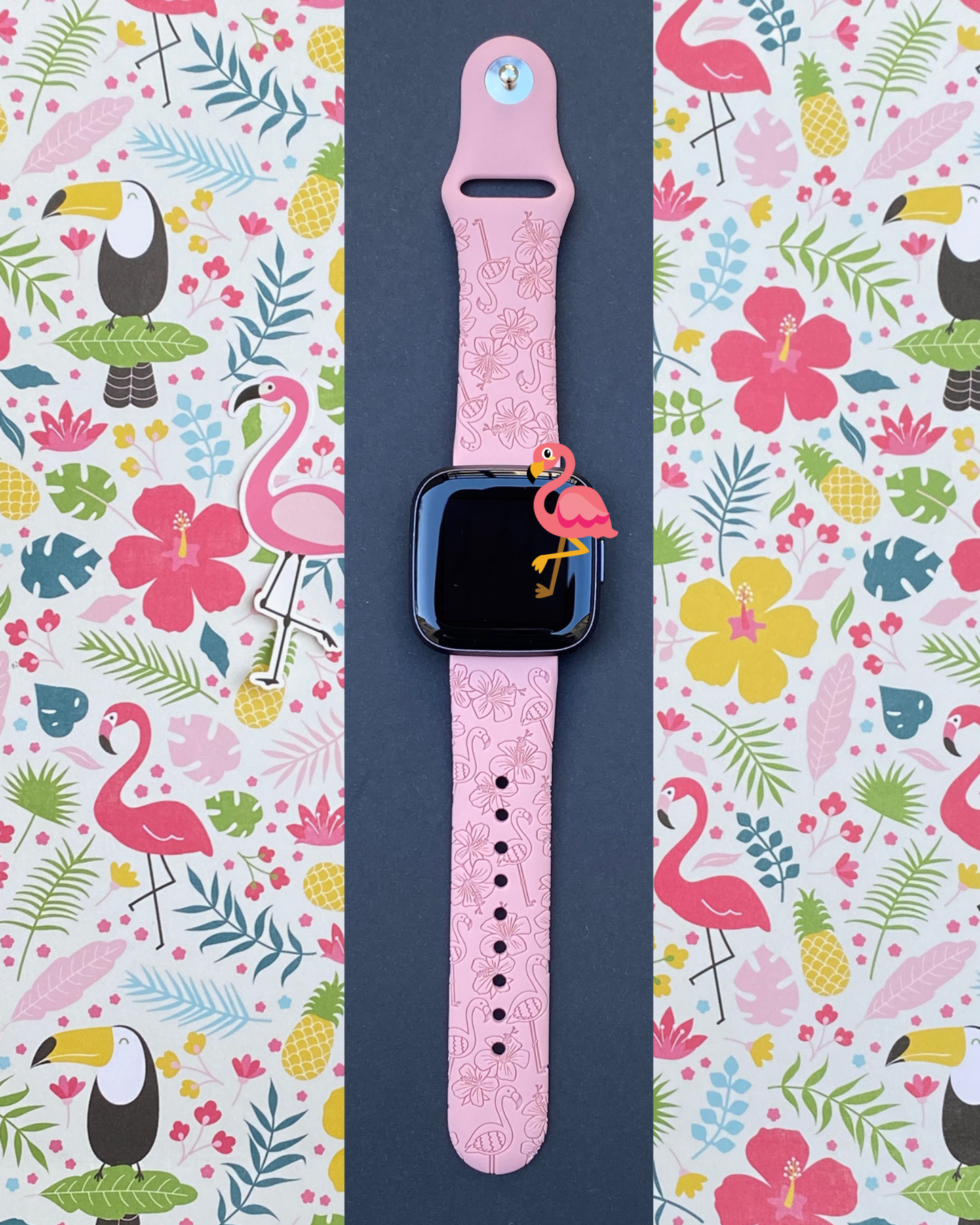 Hibiscus Flamingo Fitbit Versa 1/2 Watch Band