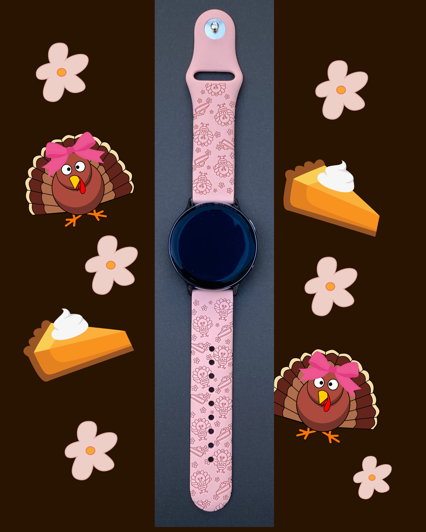 Thanksgiving Turkey Floral 20mm Samsung Galaxy Watch Band