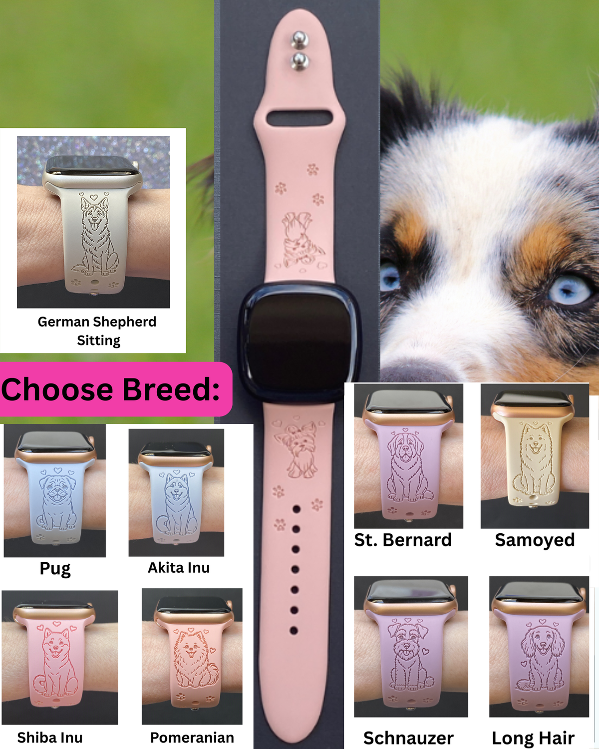 Dog Breed (#6) Fitbit Versa 3/Versa 4/Sense/Sense 2 Watch Band