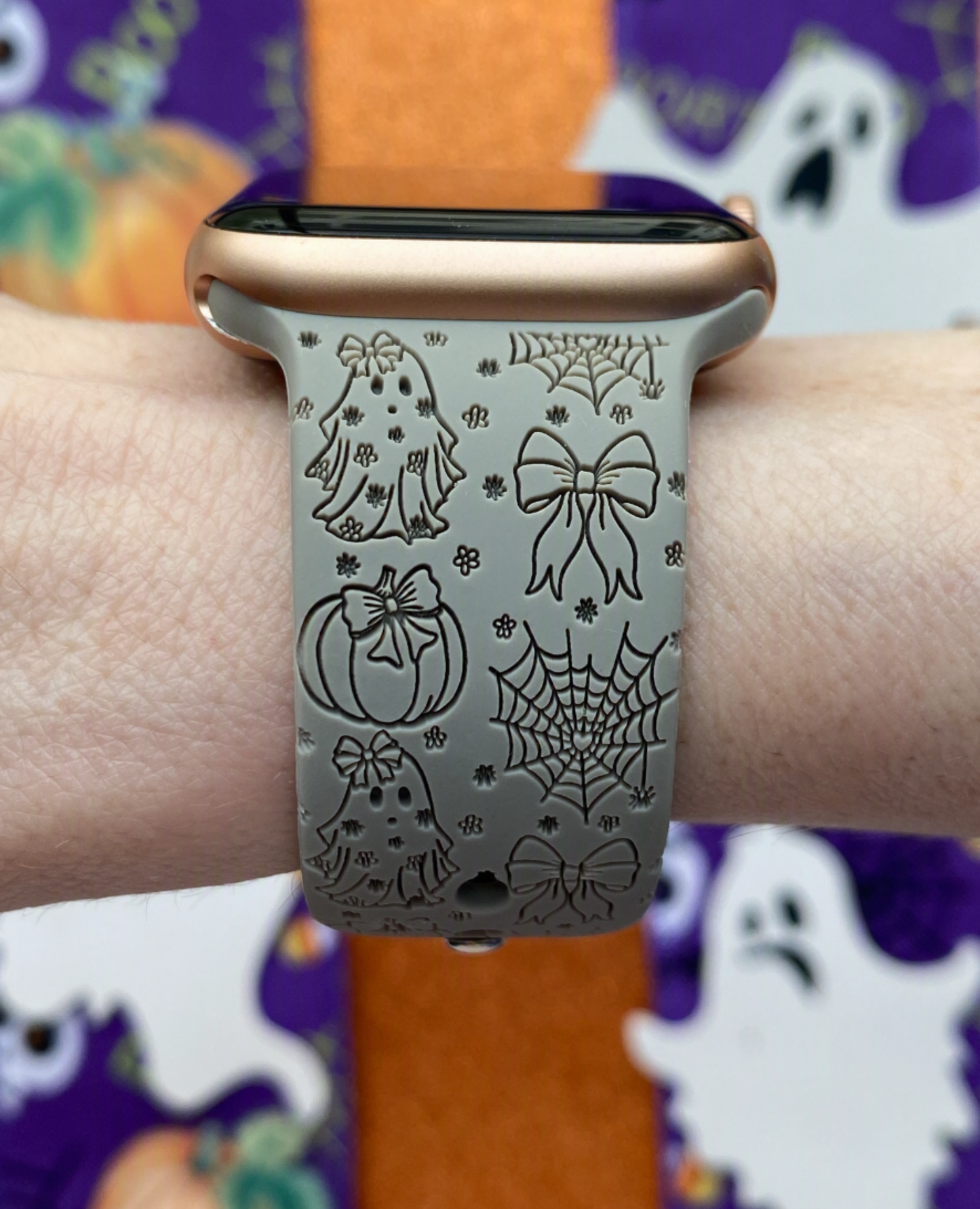 Ghostly Floral Halloween Watch Band For Apple Watch
