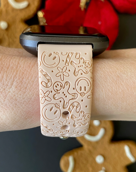 Gingerbread Candy Cane Fitbit Versa 1/2 Watch Band