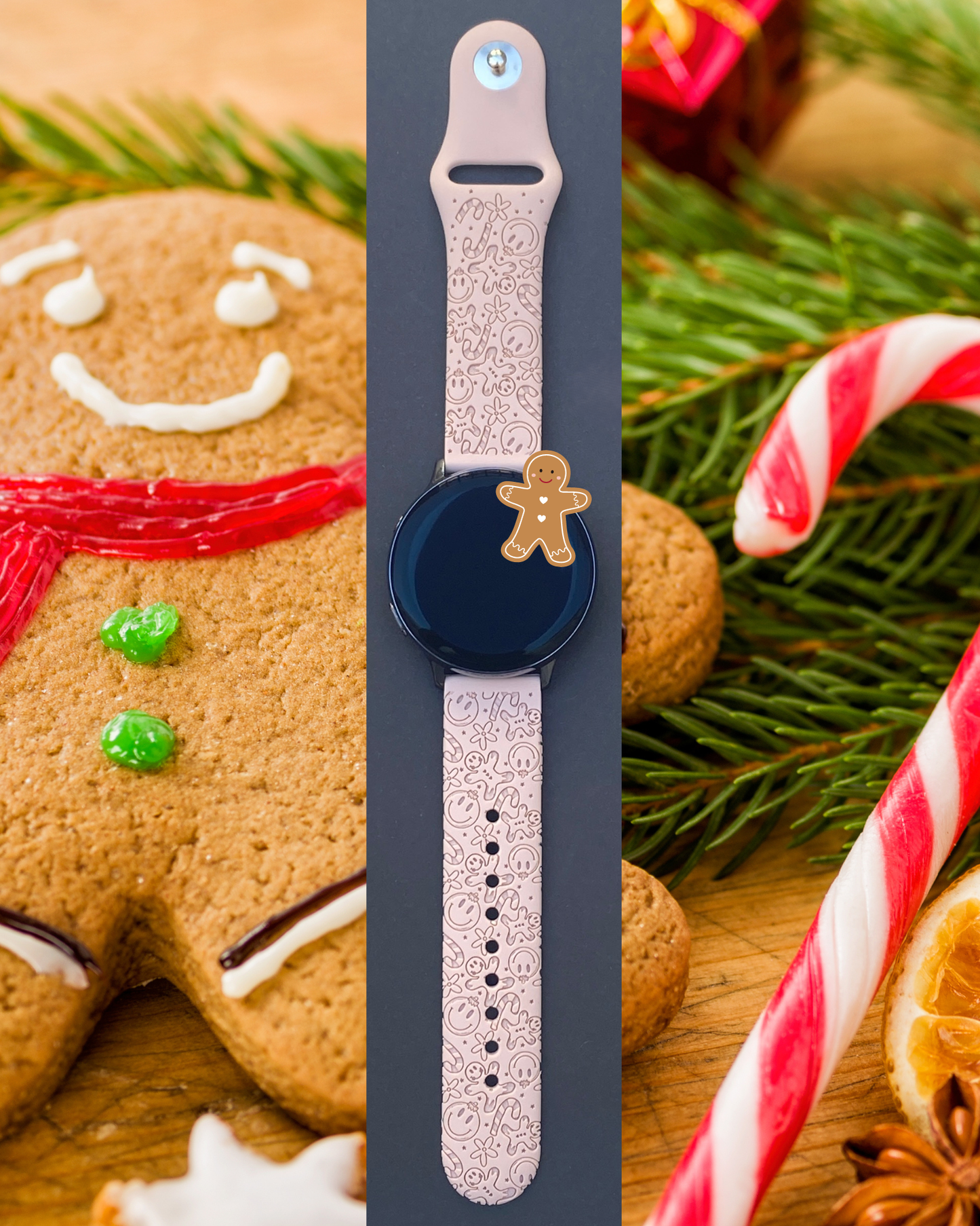 Gingerbread Candy Cane 20mm Samsung Galaxy Watch Band