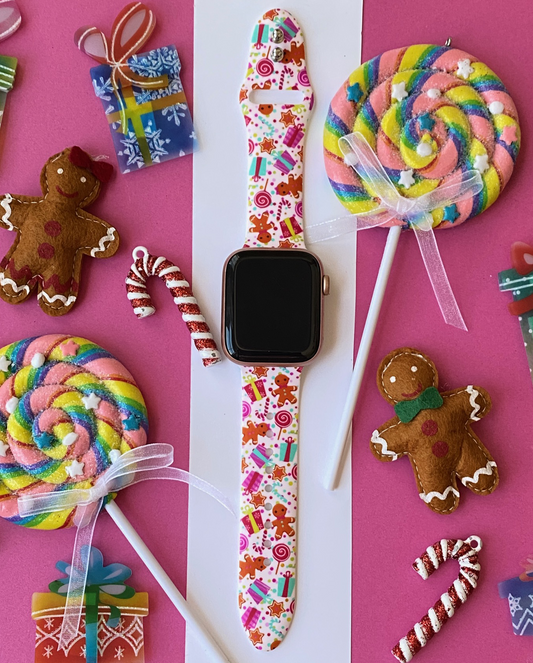 Pink Christmas Gingerbread Apple Watch Band