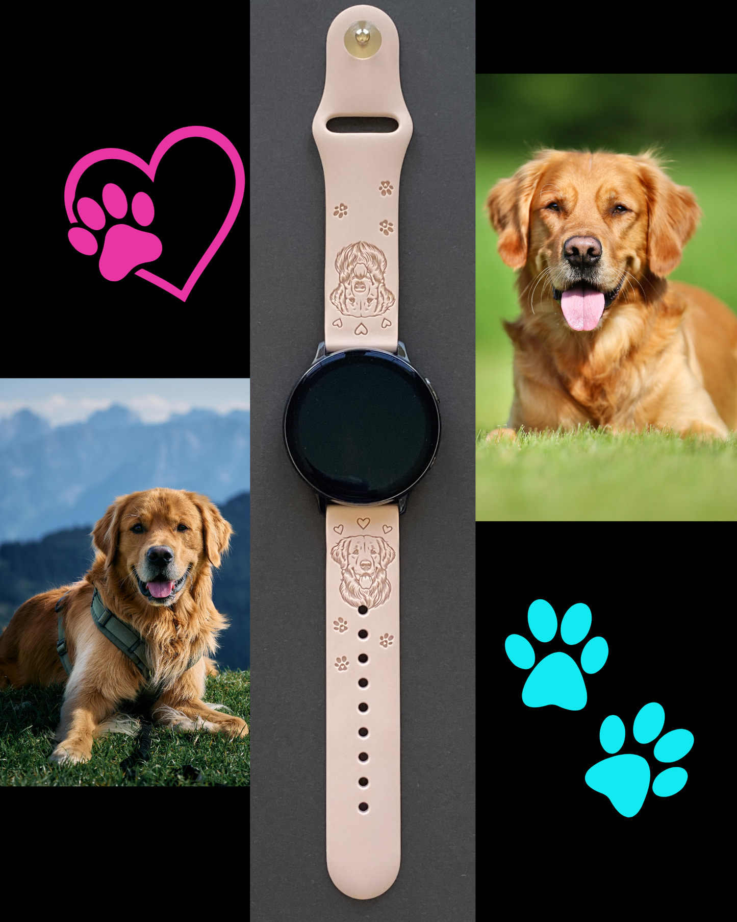 Cute Golden Retriever Dog 20mm Samsung Galaxy Watch Band