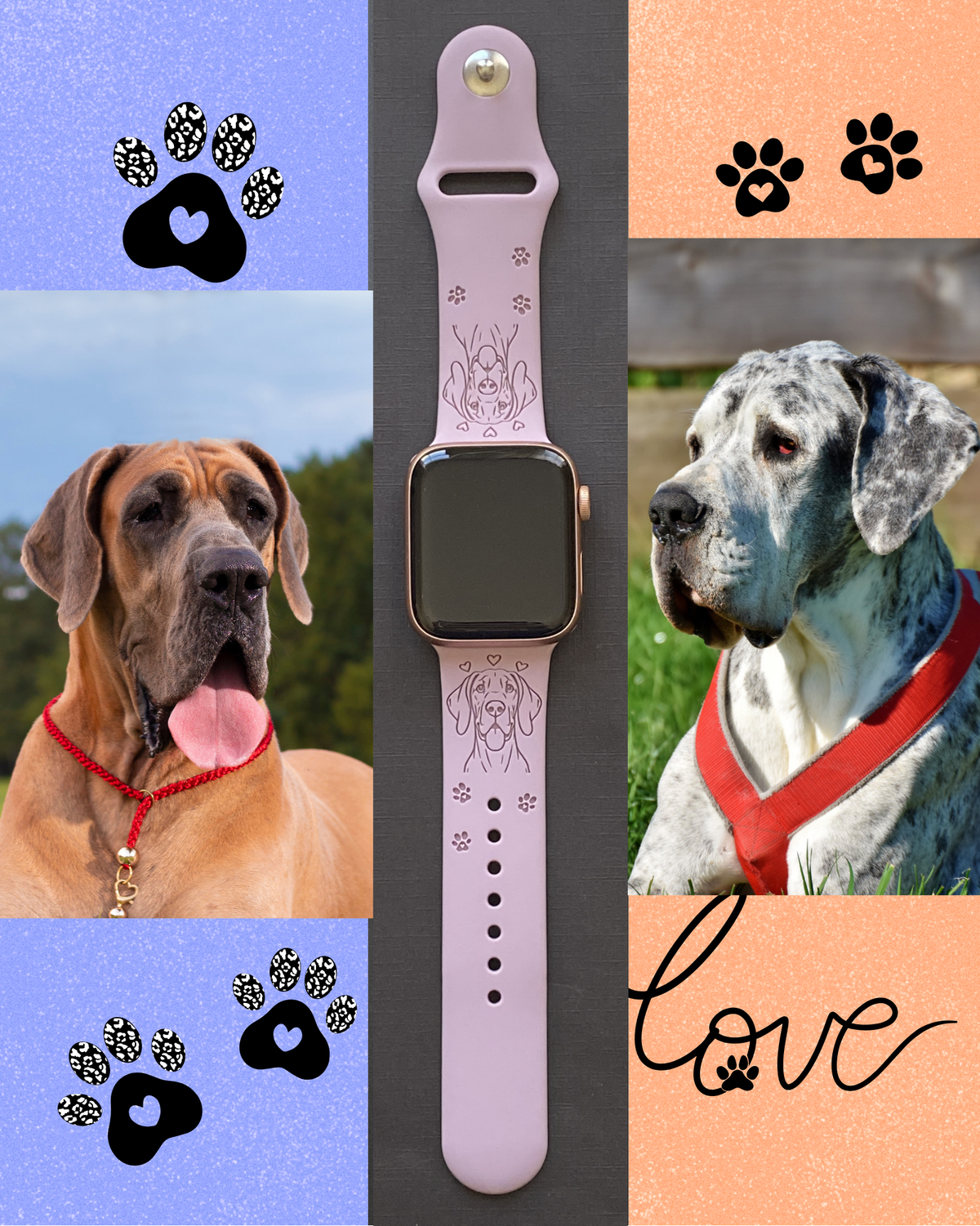 Happy Great Dane Dog Watch Band For Apple Watch