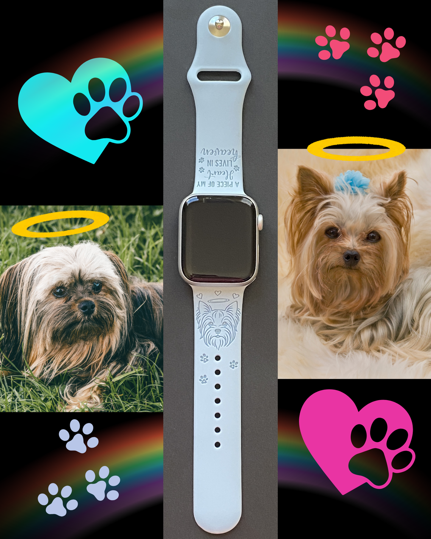 Yorkie Rainbow Bridge Dog Watch Band For Apple Watch