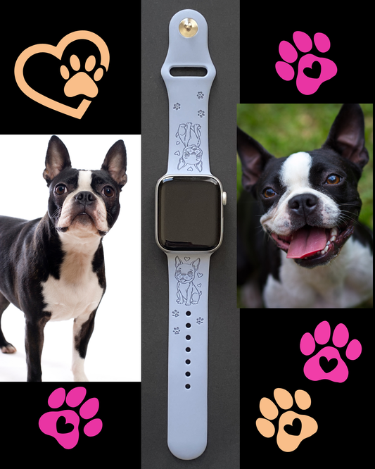 Happy Boston Terrier Dog Watch Band For Apple Watch