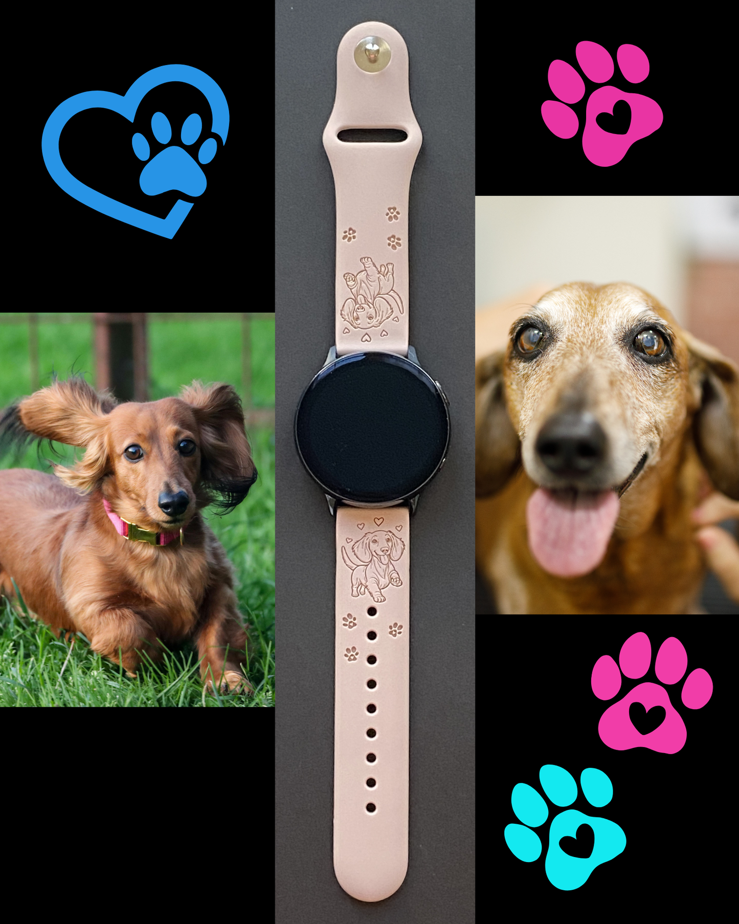Happy Dachshund Dog 20mm Samsung Galaxy Watch Band