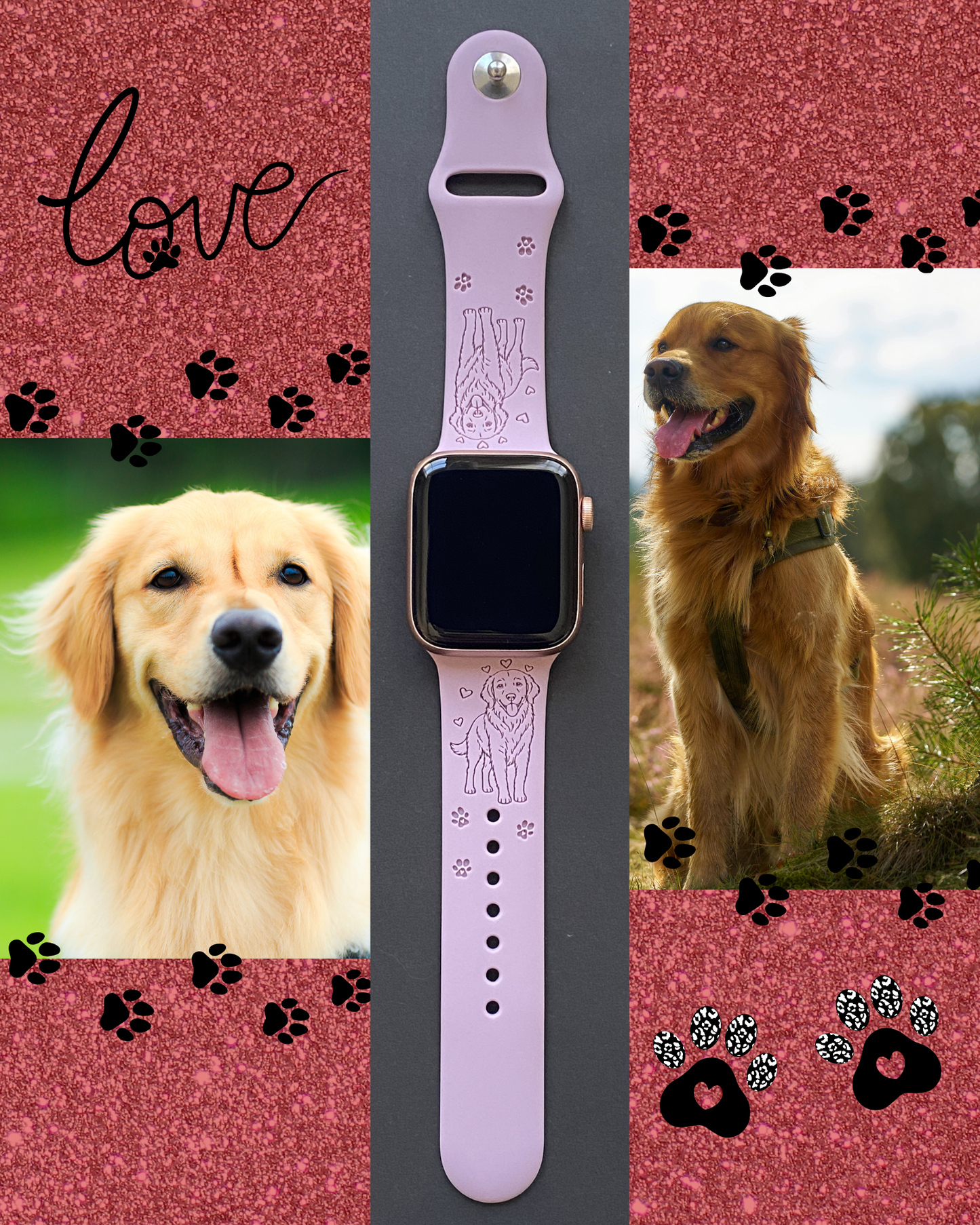 Happy Golden Retriever Dog Watch Band For Apple Watch