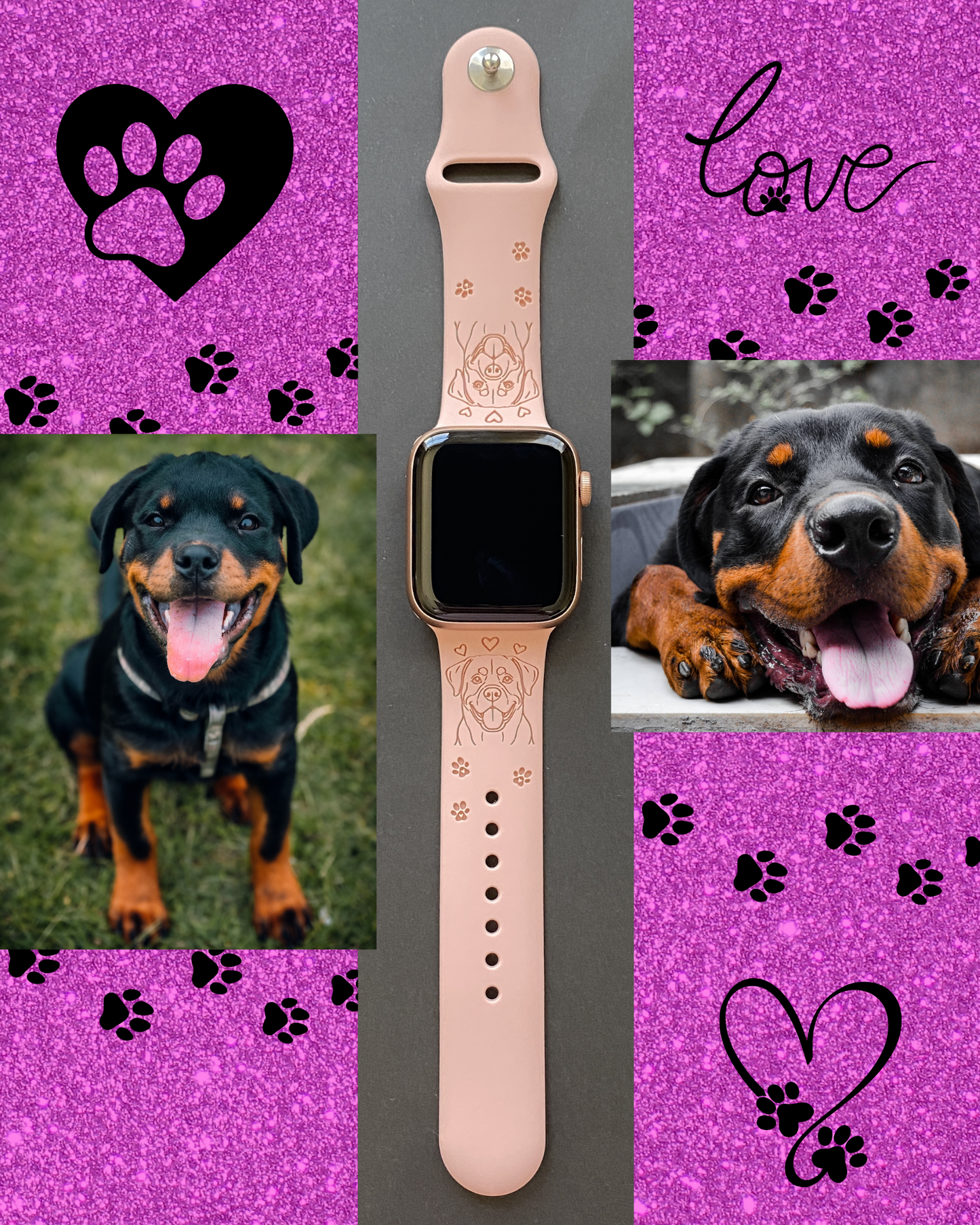 Happy Rottweiler Dog Watch Band For Apple Watch