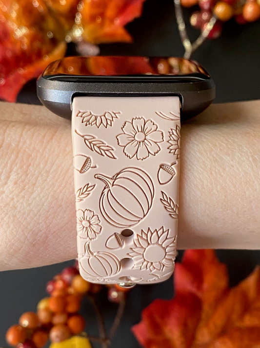 Pumpkin Floral Fitbit Versa 1/2 Watch Band