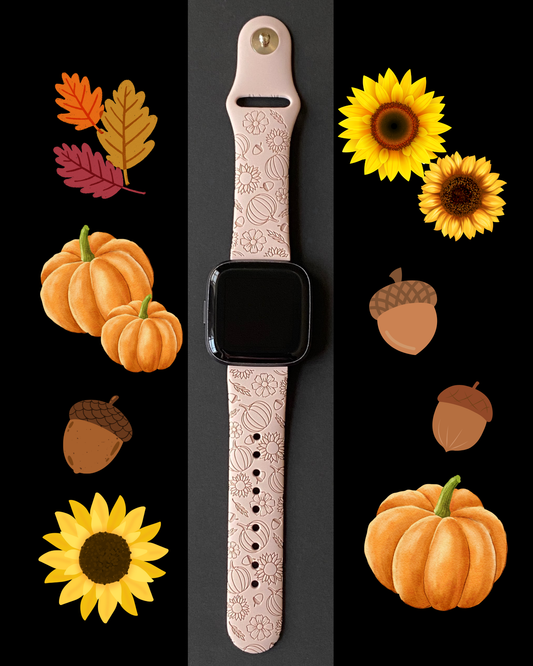 Pumpkin Floral Fitbit Versa 1/2 Watch Band