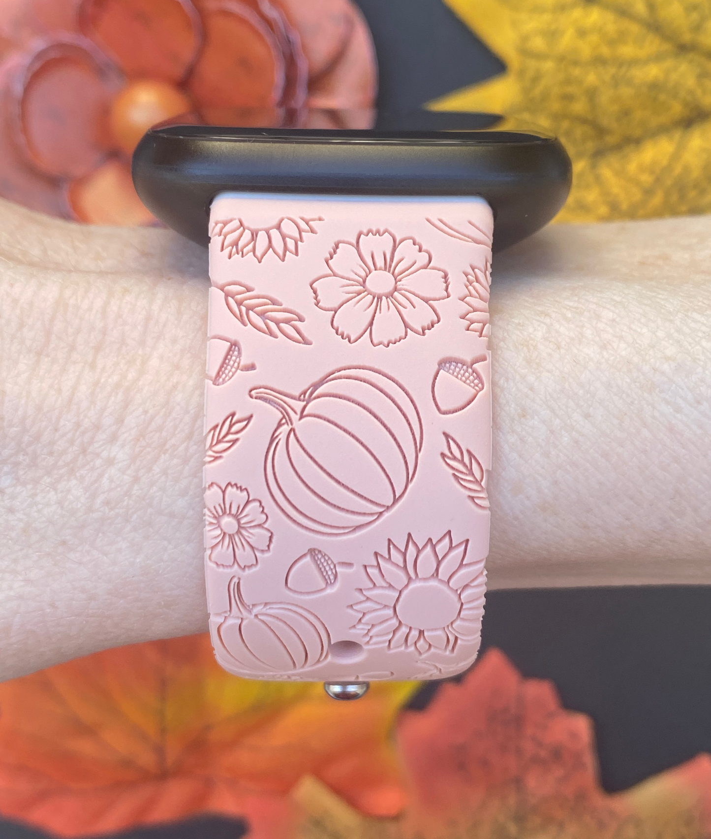 Pumpkin Floral Fitbit Versa 3/Versa 4/Sense/Sense 2 Watch Band