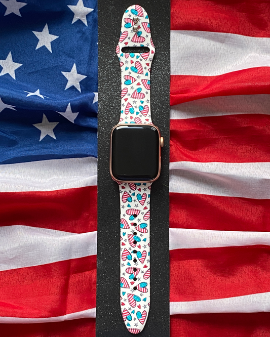 4th of July Hearts Watch Band For Apple Watch
